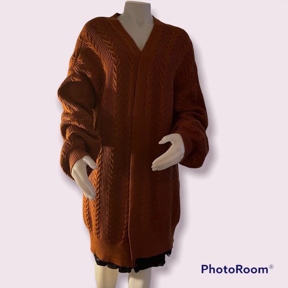 Cyrus | Sweaters | 1 Cyrus Brown Cardigan Sweater Oversize Cable Knit Open  Front Nwt | Poshmark
